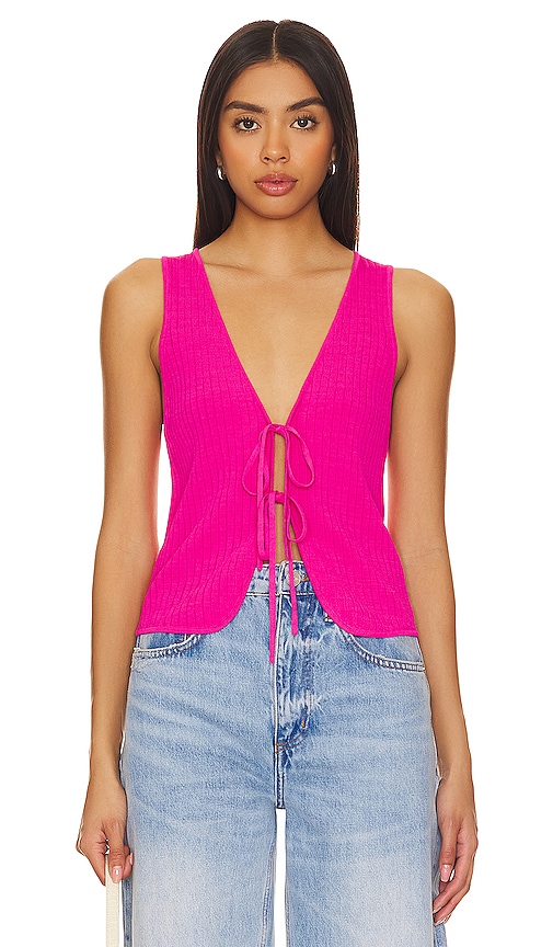 Shop Show Me Your Mumu Time Out Tie Top In Pink Rib Knit