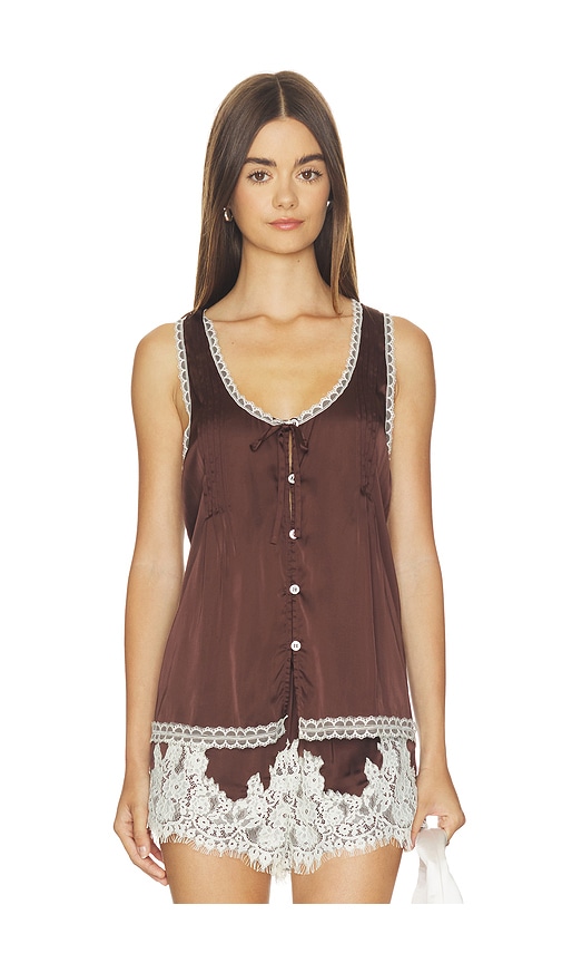 Show Me Your Mumu Sandra Top in Brown. - size L (also in M, S, XL, XS)