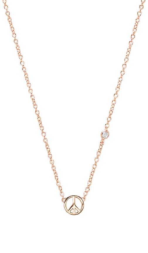 Peace Sign Necklace with Diamond Bezel