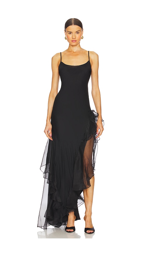 SIR. Sage Flounce Gown in Black