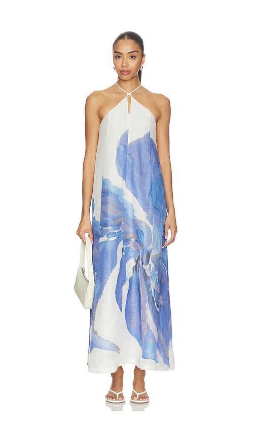 white blue maxi dress Sexy A Line V Neck Light Blue Chiffon Beach Bridesmaid Dresses,BD24062 –  luladress main image 1