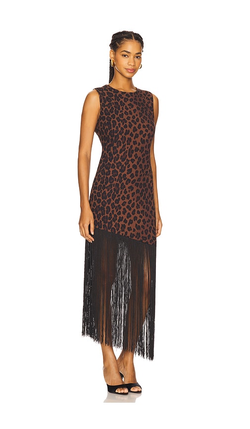 Simonmiller Casablanca Crepe Fringe Dress Choco Brown Leopard In Brown