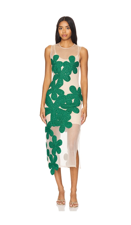 SIMONMILLER Hibiscus Crochet Dress in Gummy Green