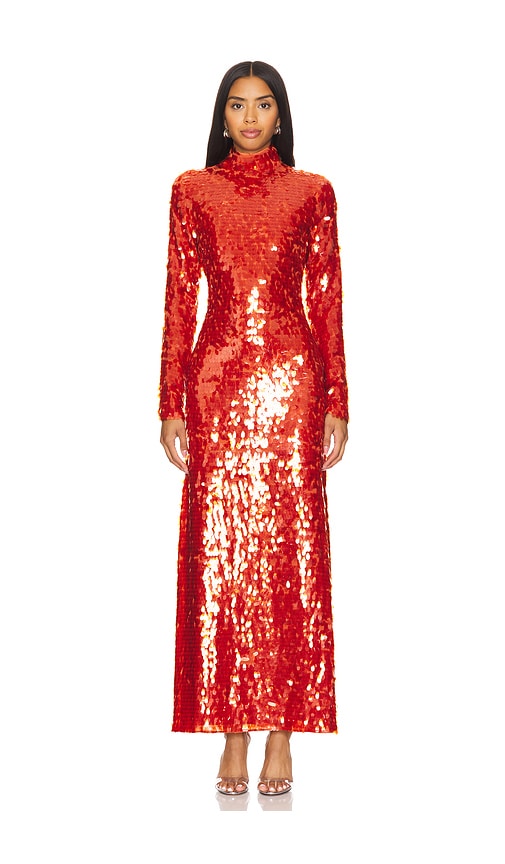 Shop Simon Miller Sculpty Sequin Dress In 辣椒红