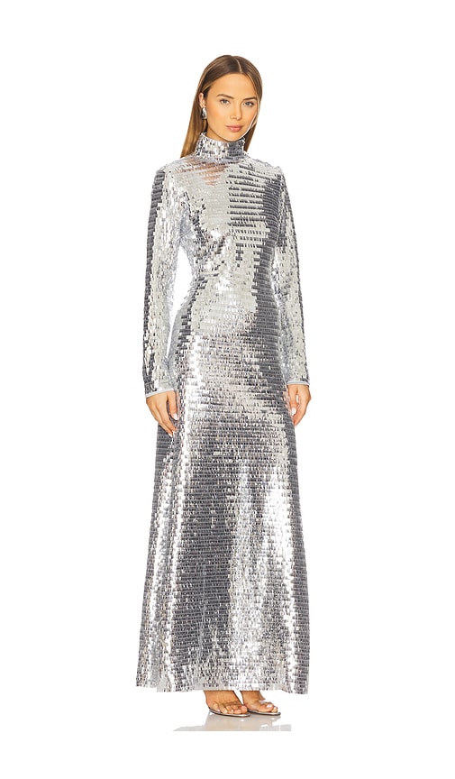 Shop Simonmiller Sculpty Sequin Dress In Metallic Silver