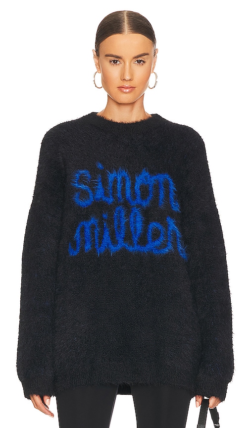 Simon Miller Dozy Sweater in Logo Black Intarsia REVOLVE