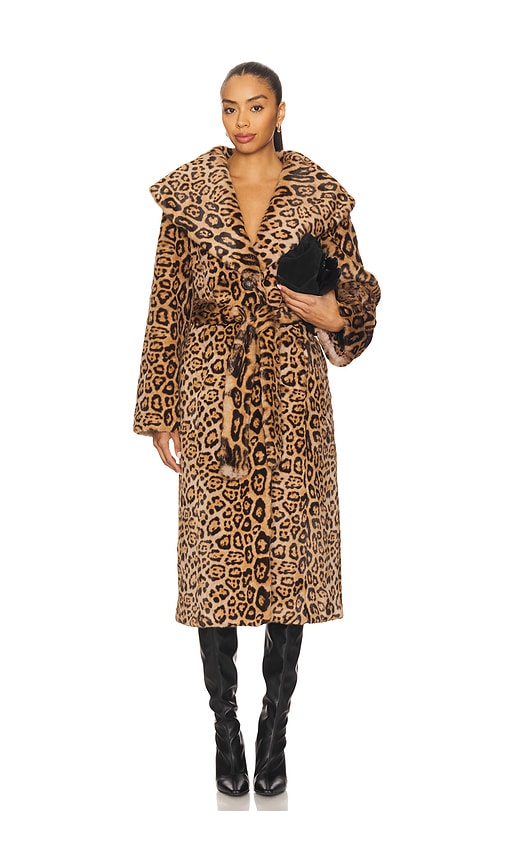Simonmiller Jones Faux Fur Wrap Coat In Animal Print