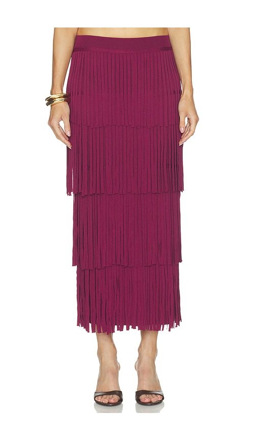 SIMONMILLER JUPE ZA ZA KNIT FRINGE en Wine Taille L Also en XS S M 362$