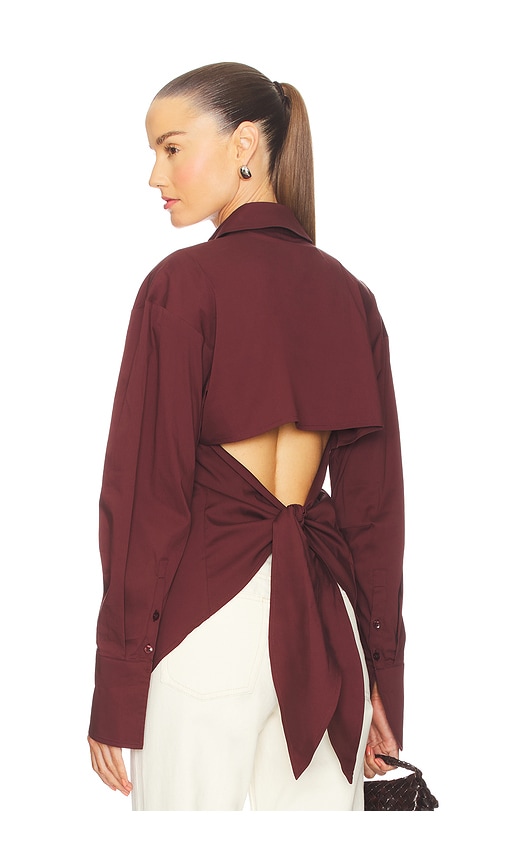 SIMONMILLER Loch Poplin Button Up Shirt in Brown. - size XS (also in L, M, S)