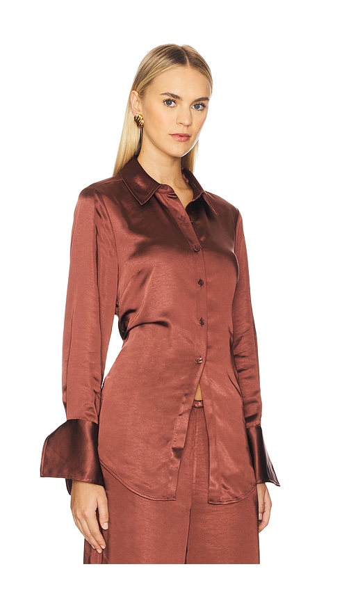 Simonmiller Loch Satin Button Up In Brown