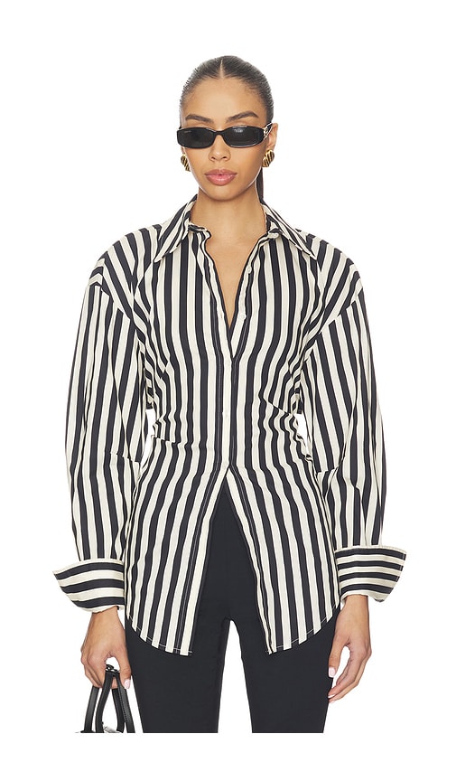 Simonmiller Loch Striped Poplin Button Up In Black