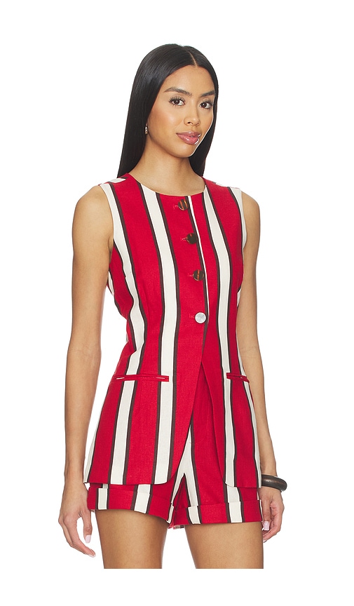  Simonmiller Del Mar Linen Vest In Red. Size 0. Also In 2, 4, 6, 8. 