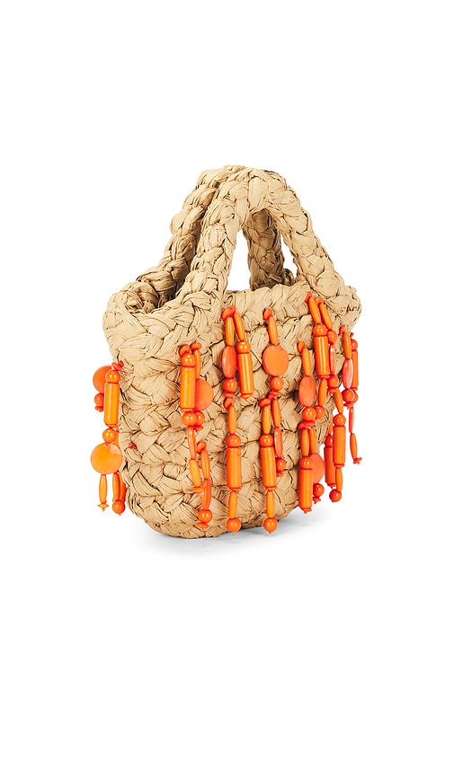 Simonmiller Mini-tote-bag Beaded Mercado In Beige,orange. 