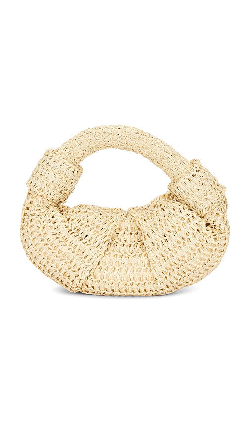 SIMONMILLER Raffia Lopsy Bag in Tan.