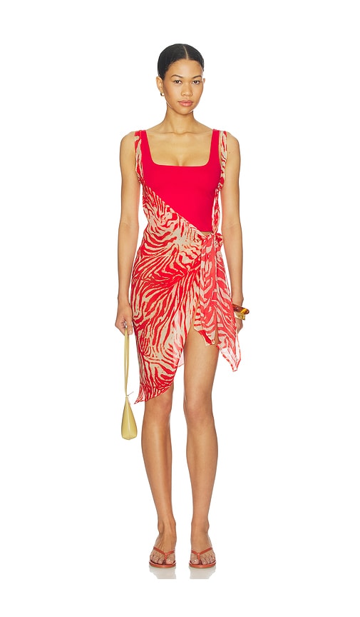 skims pink and orange dress #skims fits everybody red crew neck long sleeve