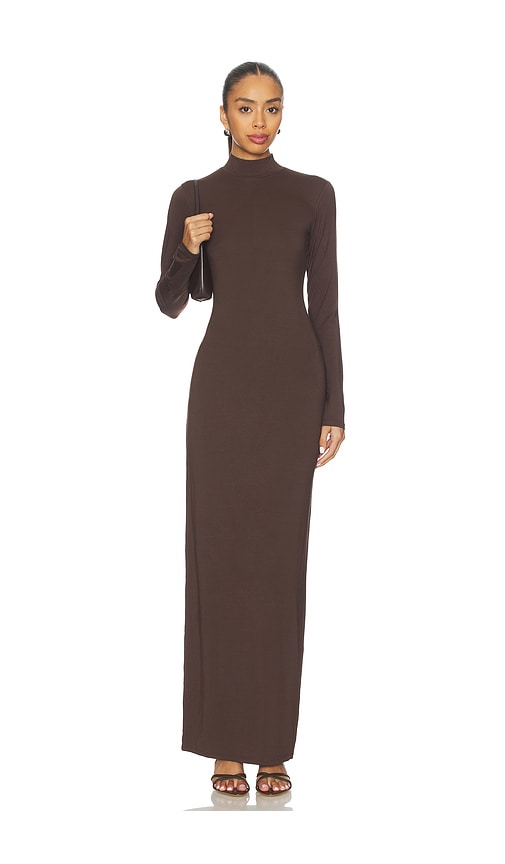 SKIMS Smooth Layers Turtleneck Dress in Espresso | REVOLVE