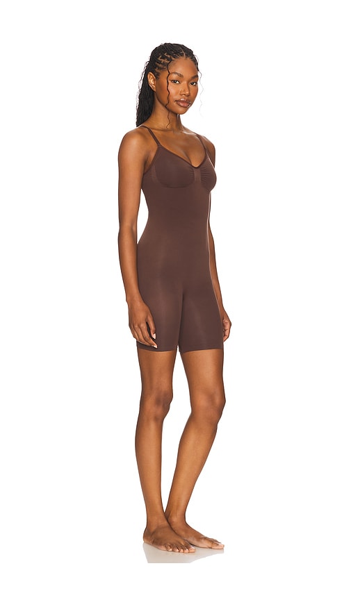 Skims Womens Cocoa Sculpt Ruched Stretch-woven Body In Brown