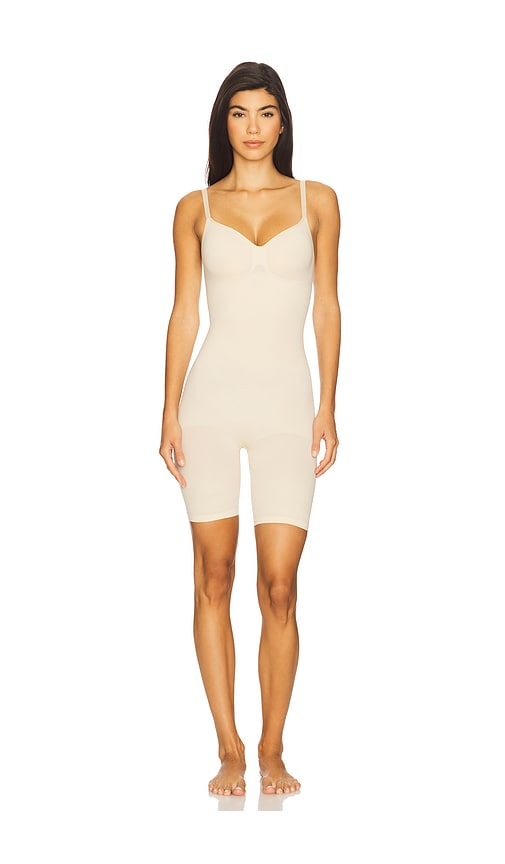Skims Seamless Sculpt Mid Thigh Bodysuit In Neutral