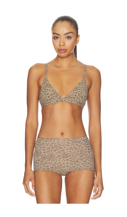 Skims Fits Everybody Triangle Bralette In Desert Leopard Ink Print