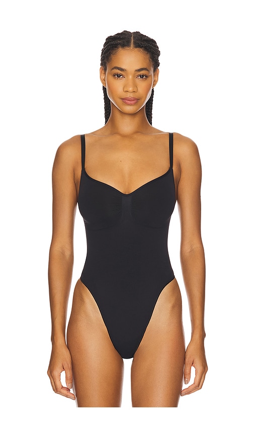 Skims Black Seamless Sculpt Snaps Sculpting Bodysuit In Black
