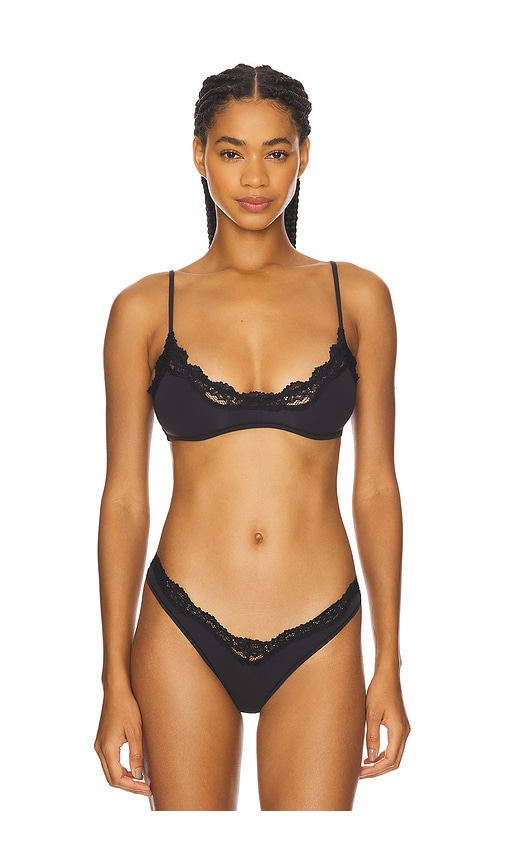 Skims Lace-trim Fits Everybody Scoop-neck Bralette In Black