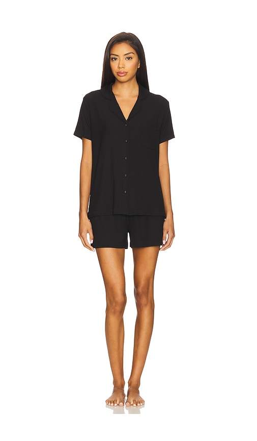 Skims Womens Soft Lounge Stretch-woven Short Pyjamas Onyx In Black