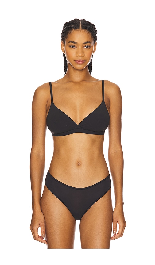 Skims Womens Onyx Fits Everybody Unlined Stretch-woven Bra In Black