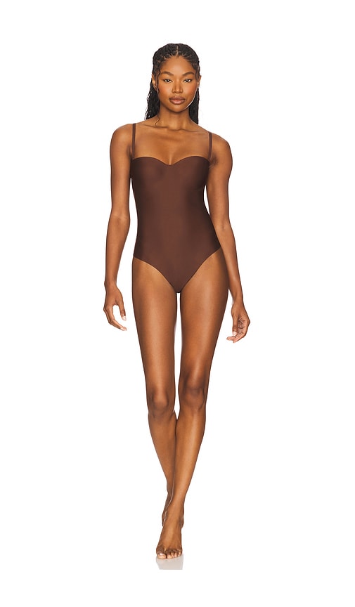 Skims Body Molded Underwire Bodysuit In Brown