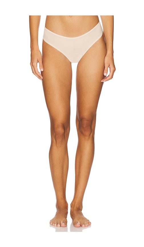 Skims Off-white Cotton Dipped Thong In Neutral
