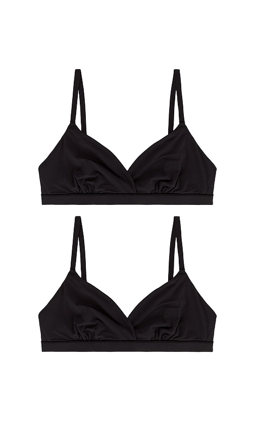 Skims Fits Everybody Crossover Bralette 2 Pack In Black