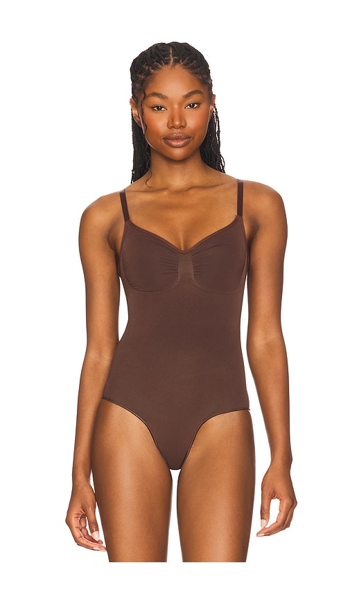 Skims Seamless Sculpt Bodysuit Brief In Brown