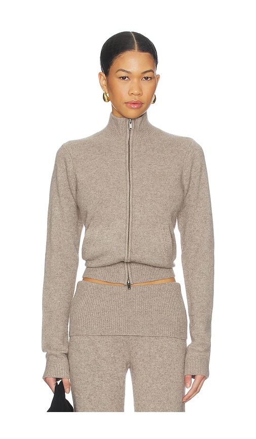 SKIMS Wool Cashmere Zip Up Mock Neck Sweater