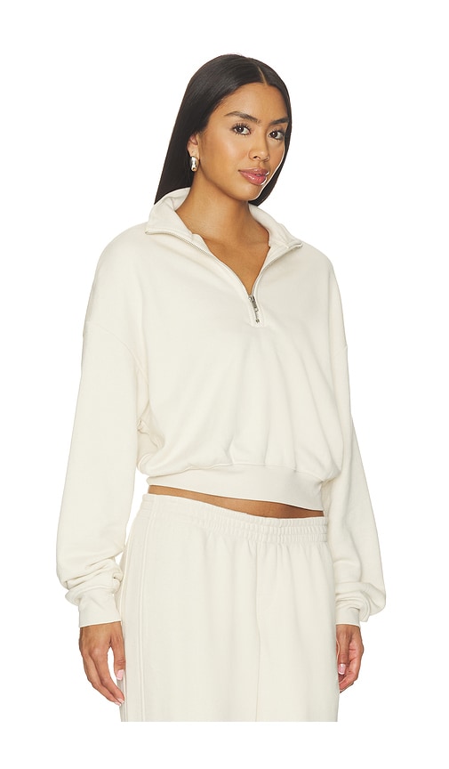 Skims Drapey French Terry Half Zip Pullover In Buff