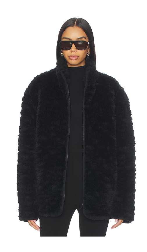 SKIMS Faux Fur Zip Up Mock Neck Jacket