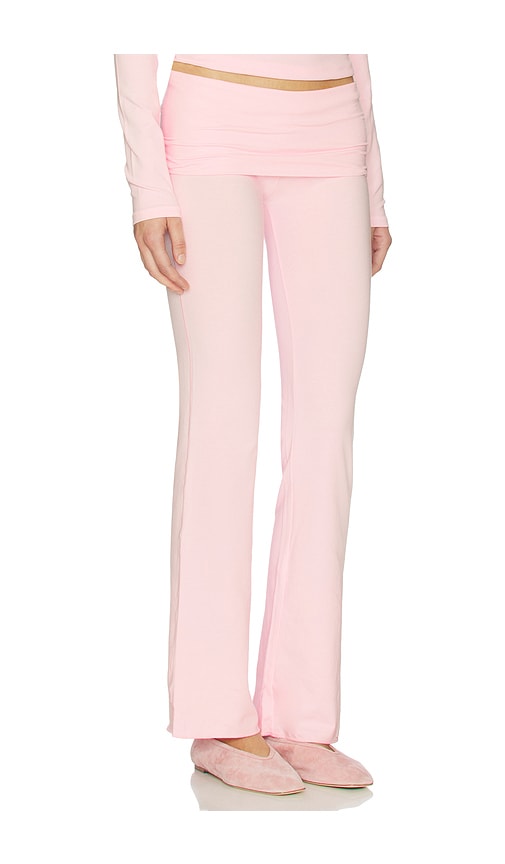 SKIMS Cotton Jersey Foldover Pant - back view in Pink