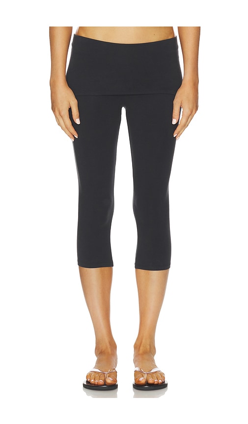 Skims Cotton Jersey Foldover Capri In Black