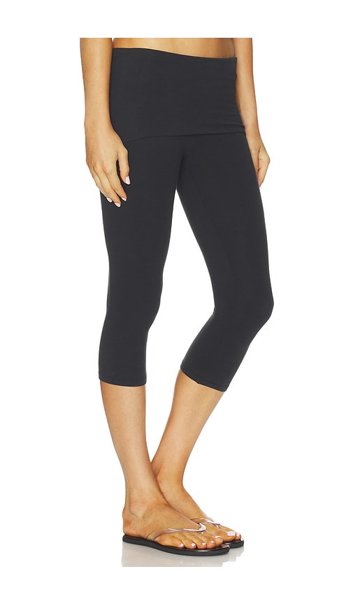 Skims Cotton Jersey Foldover Capri In Black