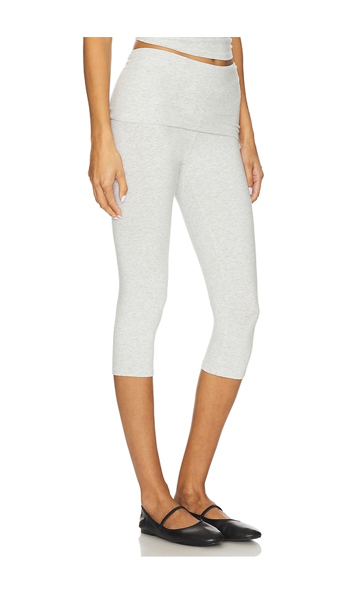 Skims Cotton Jersey Foldover Capri In Gray