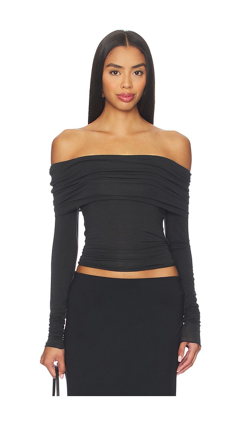 SKIMS Sheer Modal Off Shoulder Long Sleeve Top
