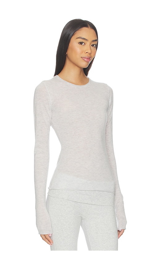 Skims Cotton Jersey Long Sleeve T-shirt In Light Heather Grey