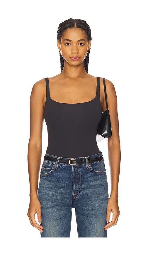 Skims Fits Everybody Square Neck Bodysuit In Black