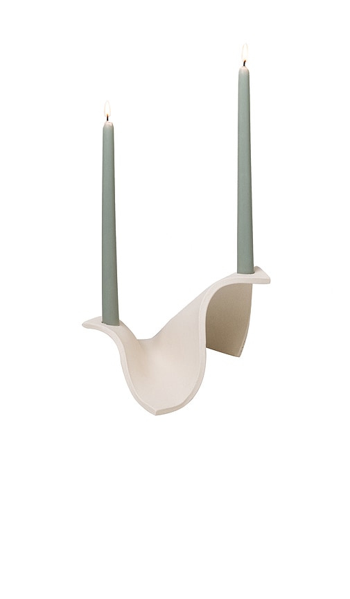 Sin Drape Ceramic Candelabra In Bone At Urban Outfitters In Neutral