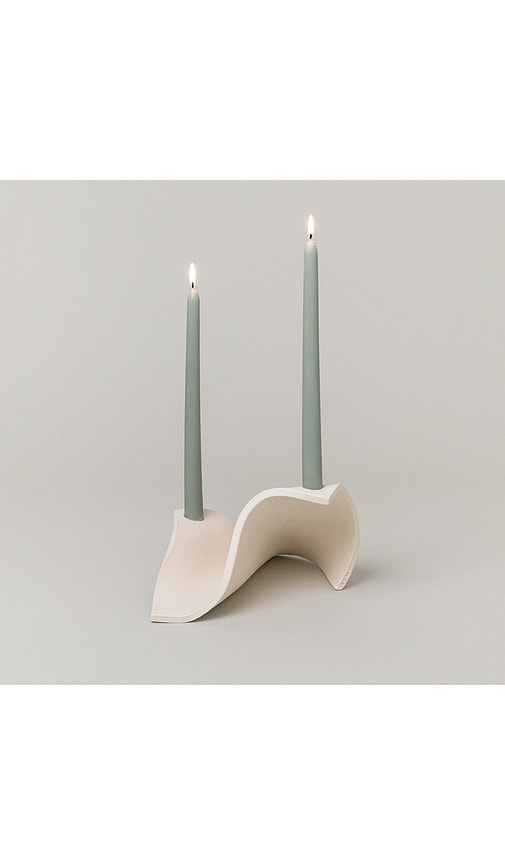 Sin Drape Ceramic Candelabra In Bone At Urban Outfitters In Neutral