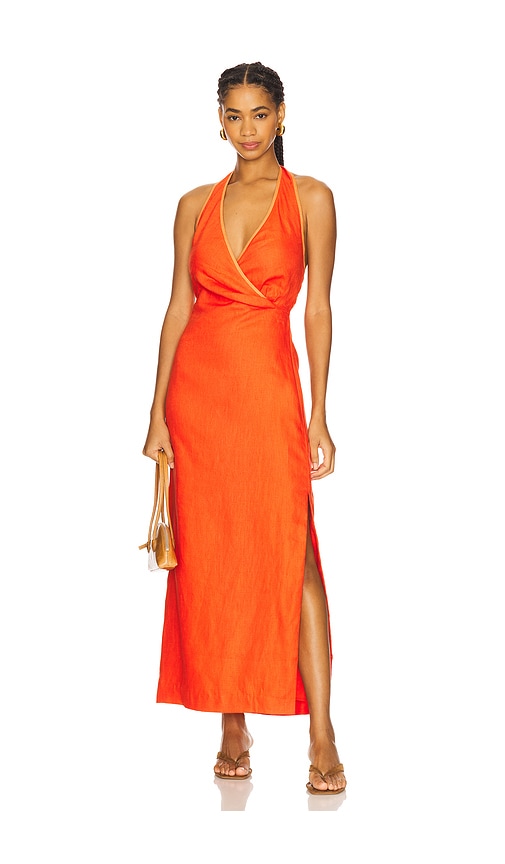 Sir Panettone Twist Midi Dress In Orange