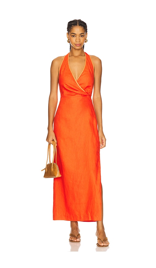 Sir Panettone Twist Midi Dress In Orange