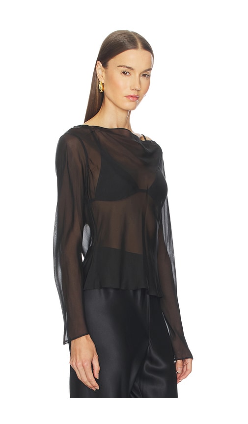 Sir Strobe Long Sleeve Cowl Top In Black