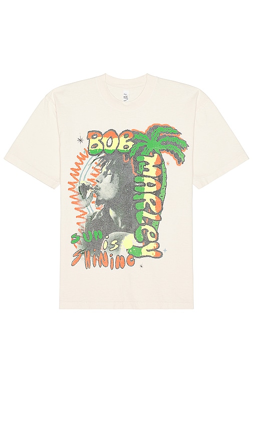 Product image of SIXTHREESEVEN Bob Marley Sun is Shining T-Shirt in Washed White. Click to view full details