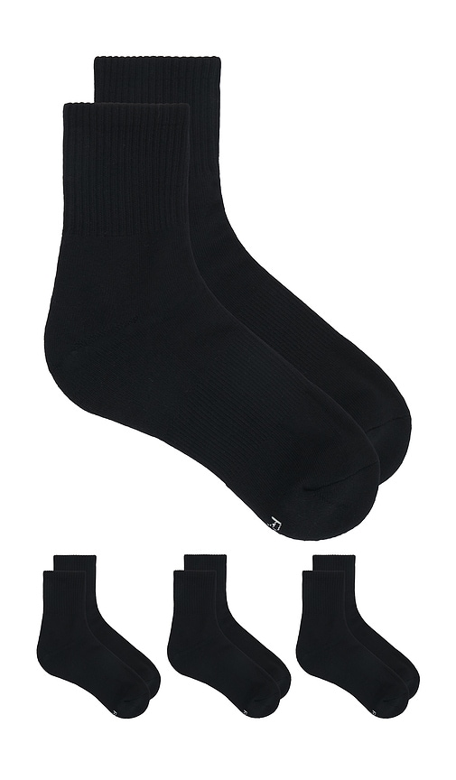 Skims Everyday Quarter Crew Sock 3-pack In Onyx