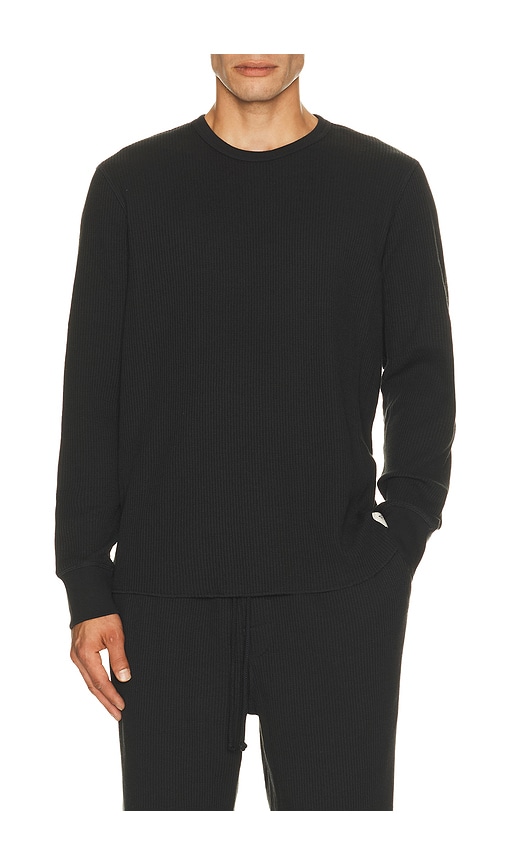 SKIMS Branded Classic Waffle Crewneck T-shirt in Black. - size XXL/2X (also in M, S, XL/1X)