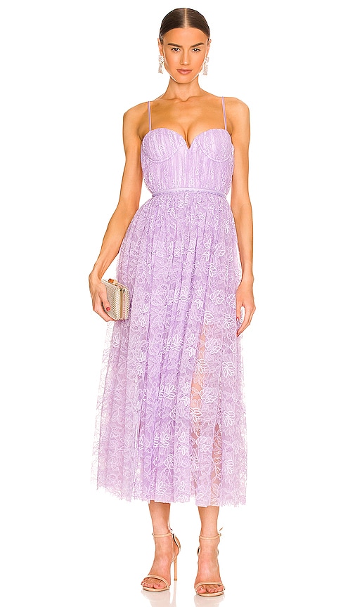 Revolve Women Clothing Dresses Midi Dresses Selena Lace Dress in Lavender. 
